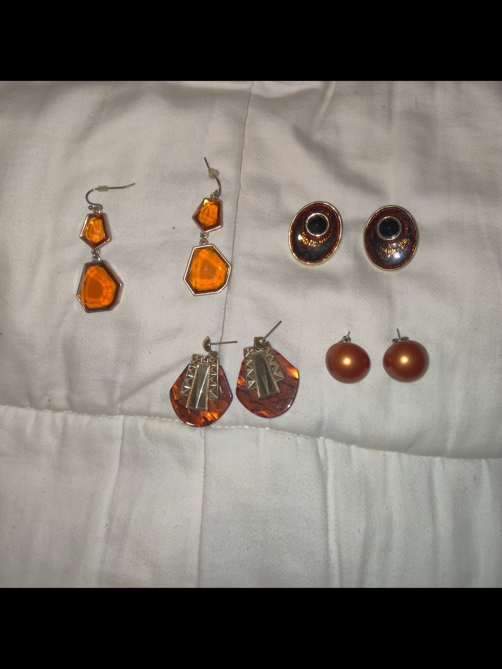Orange and Gold Women's Earring Set
